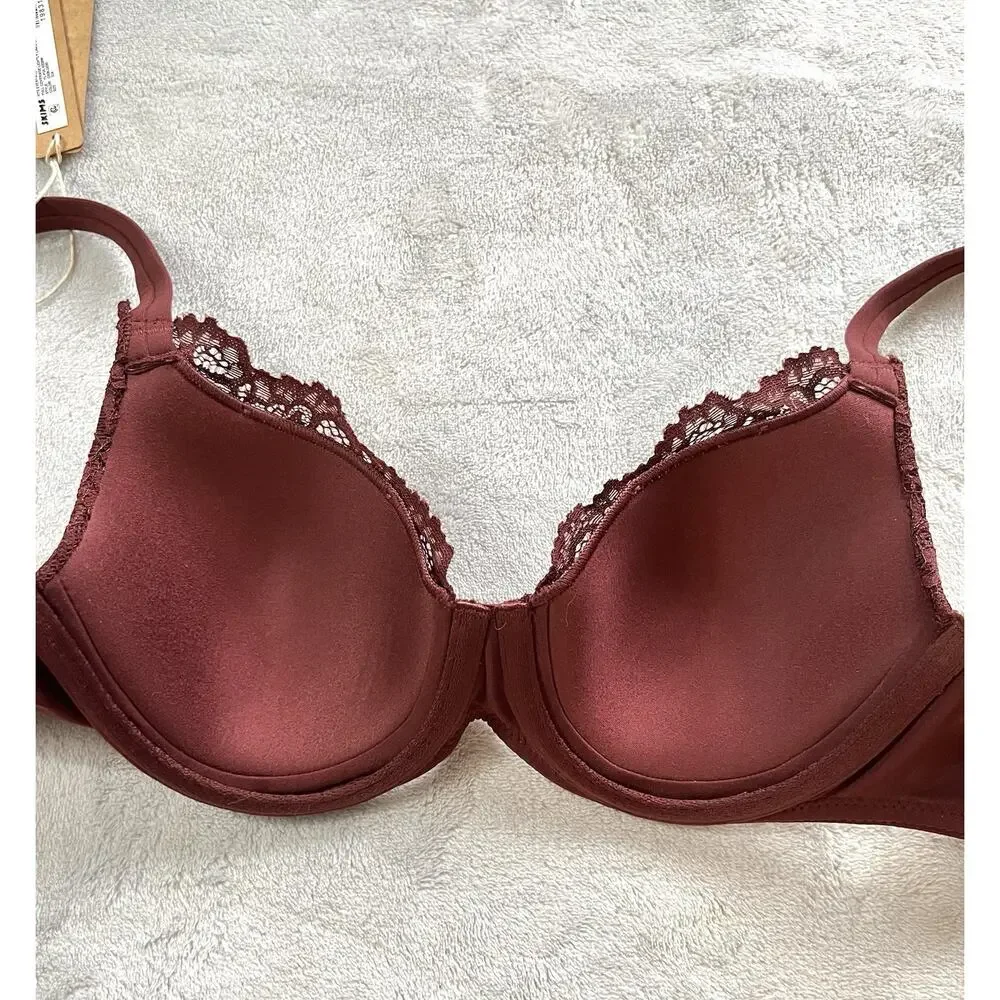Skims 32A Fits Everybody Lace Full Covarage Oxblood Burgundy Bra FL-FUL-6228W - Picture 4 of 7